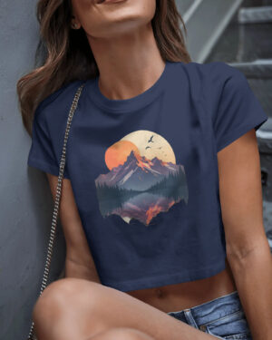 Sunset Peaks Scenic Graphic Crop Top